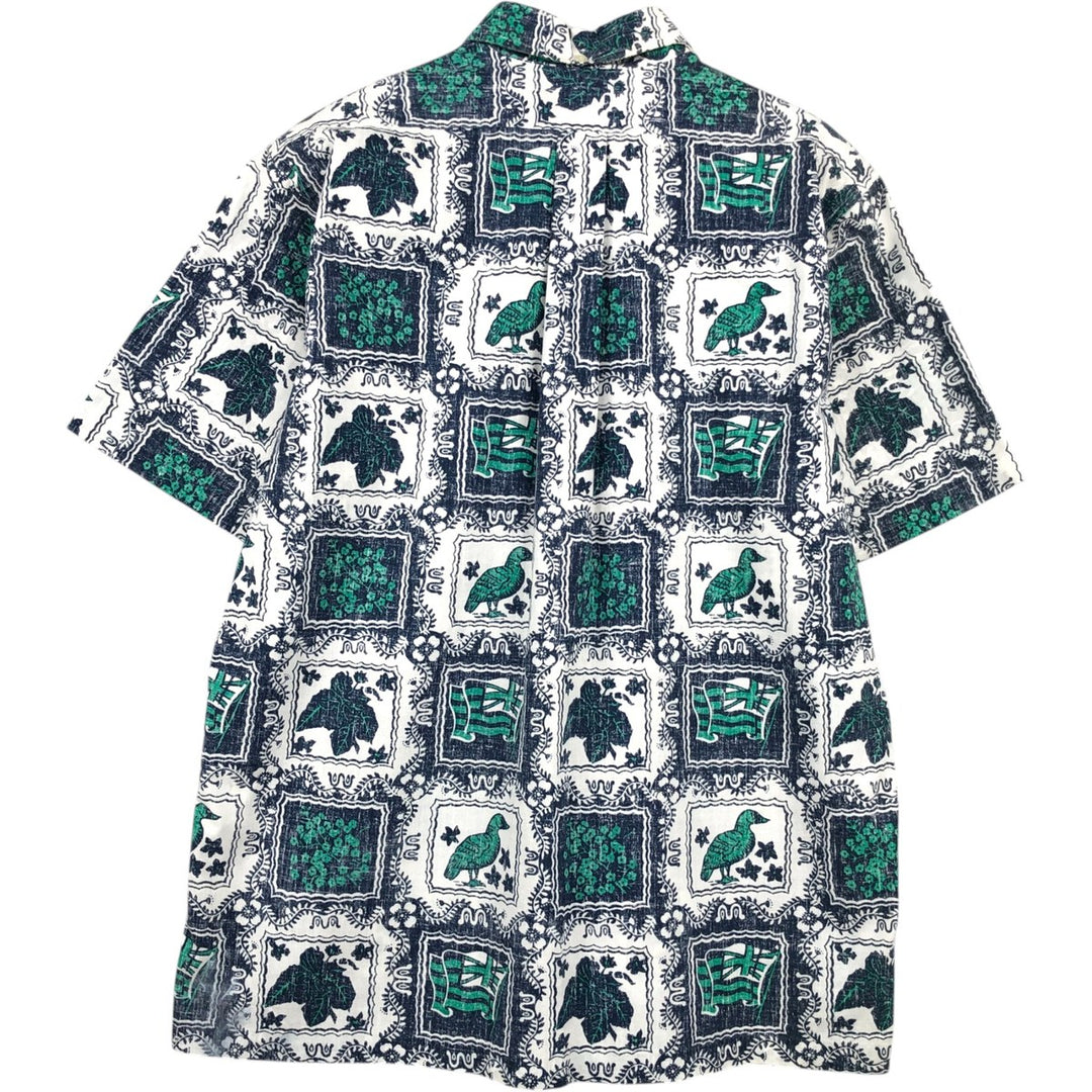 90'S Reyn Spooner swimwear tag, all-over print, Lahaina sailor pullover button-down Aloha shirt, men's size M equivalent. cotton white type Vintage Second Hand