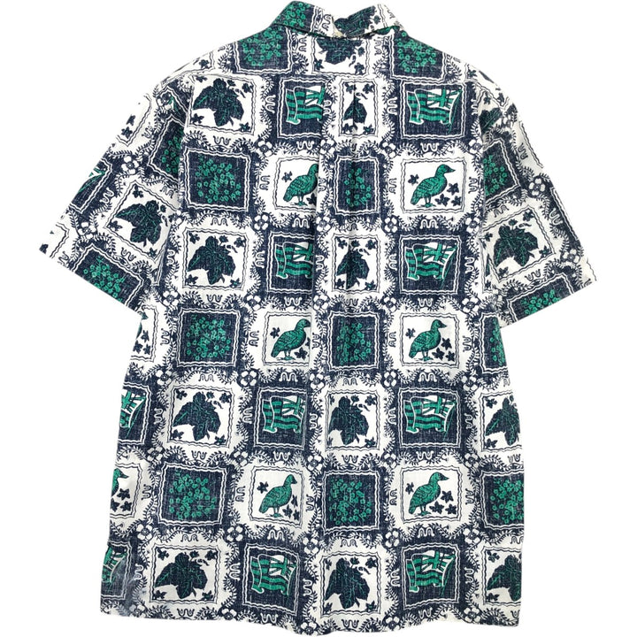 90'S Reyn Spooner swimwear tag, all-over print, Lahaina sailor pullover button-down Aloha shirt, men's size M equivalent. cotton white type Vintage Second Hand