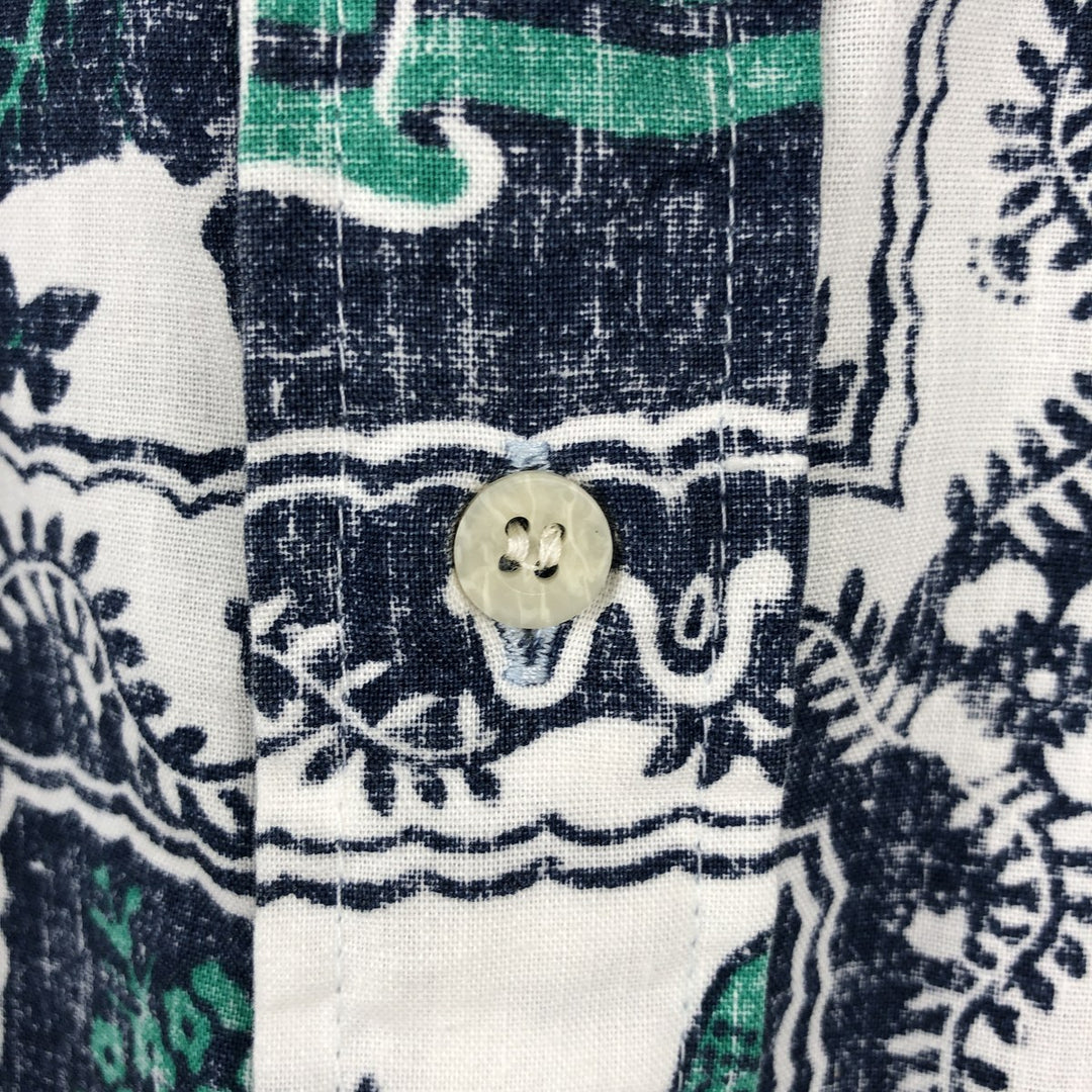 90'S Reyn Spooner swimwear tag, all-over print, Lahaina sailor pullover button-down Aloha shirt, men's size M equivalent. cotton white type Vintage Second Hand