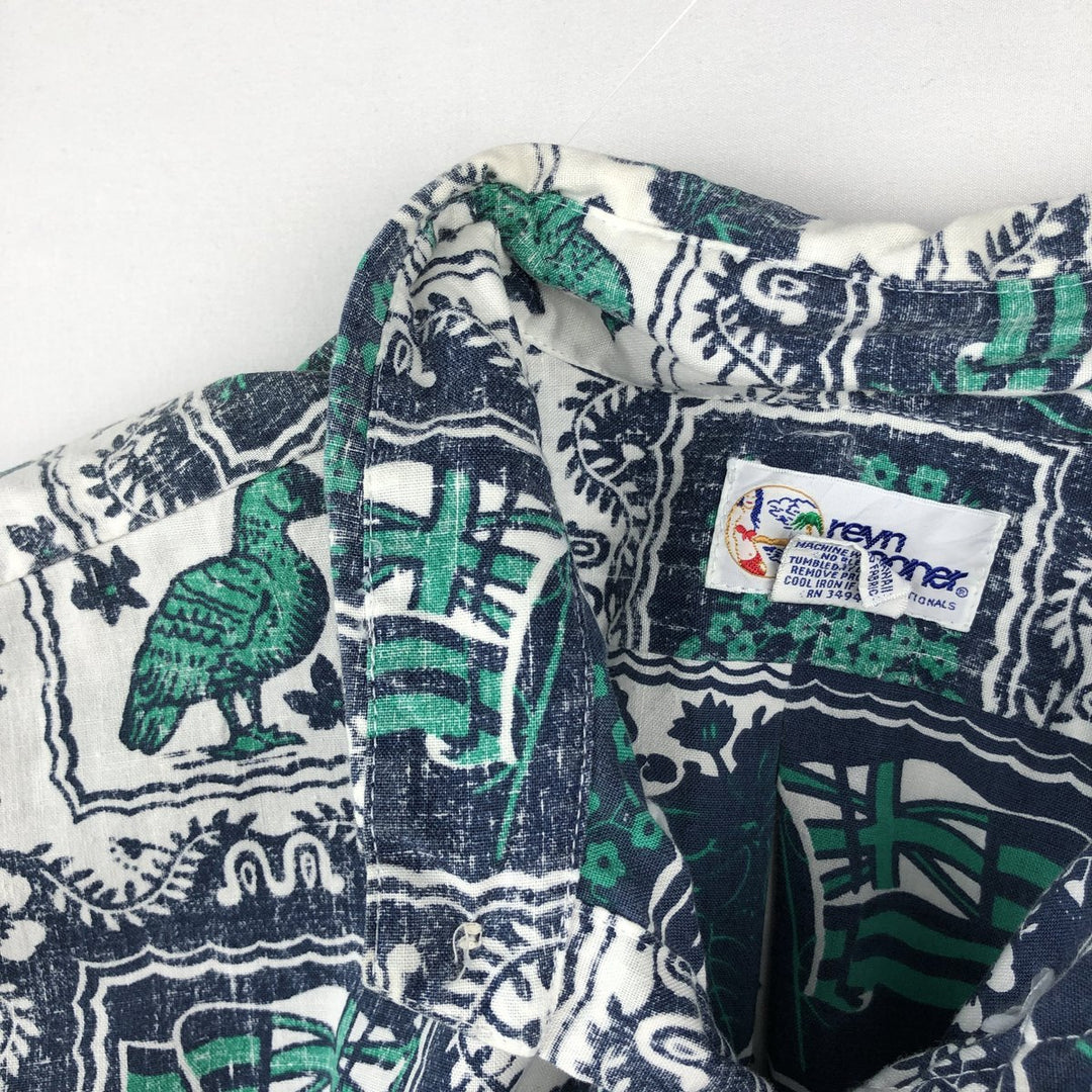 90'S Reyn Spooner swimwear tag, all-over print, Lahaina sailor pullover button-down Aloha shirt, men's size M equivalent. cotton white type Vintage Second Hand