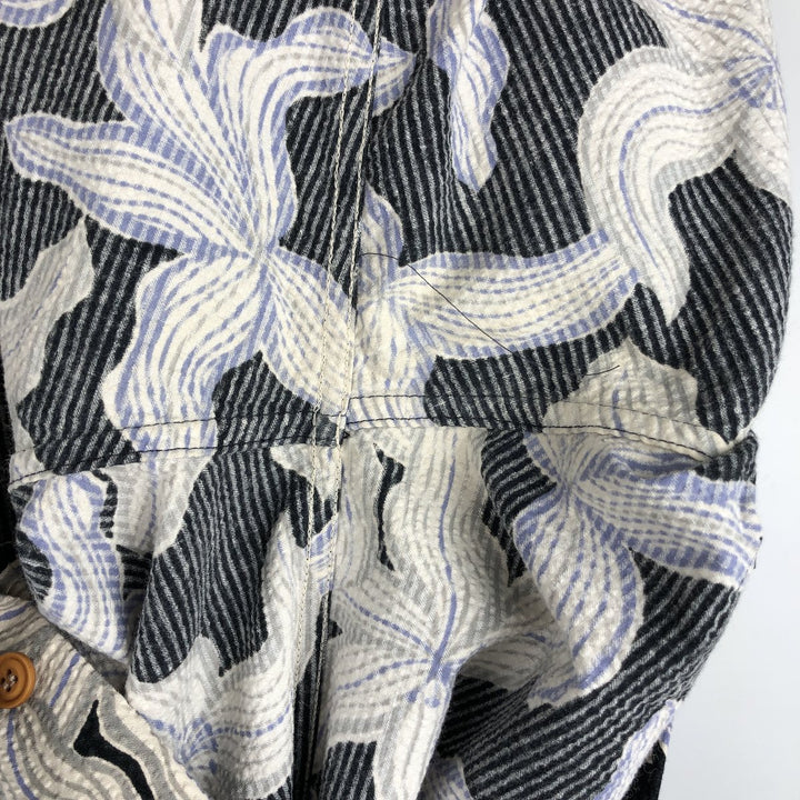 90'S Reyn Spooner all-over floral print open-collar Hawaiian Aloha shirt, boxy style, made in Hawaii, men's size XL equivalent. cotton navy blue type Vintage Second Hand