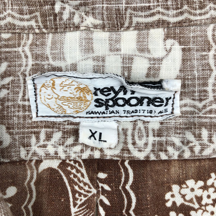 70s-80'S Reyn Spooner nipple tag all-over print Lahaina sailor pullover button-down Aloha shirt boxy shirt unclear brown type Vintage Second Hand