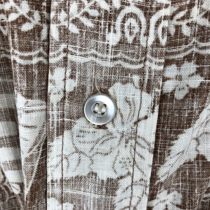 70s-80'S Reyn Spooner nipple tag all-over print Lahaina sailor pullover button-down Aloha shirt boxy shirt unclear brown type Vintage Second Hand