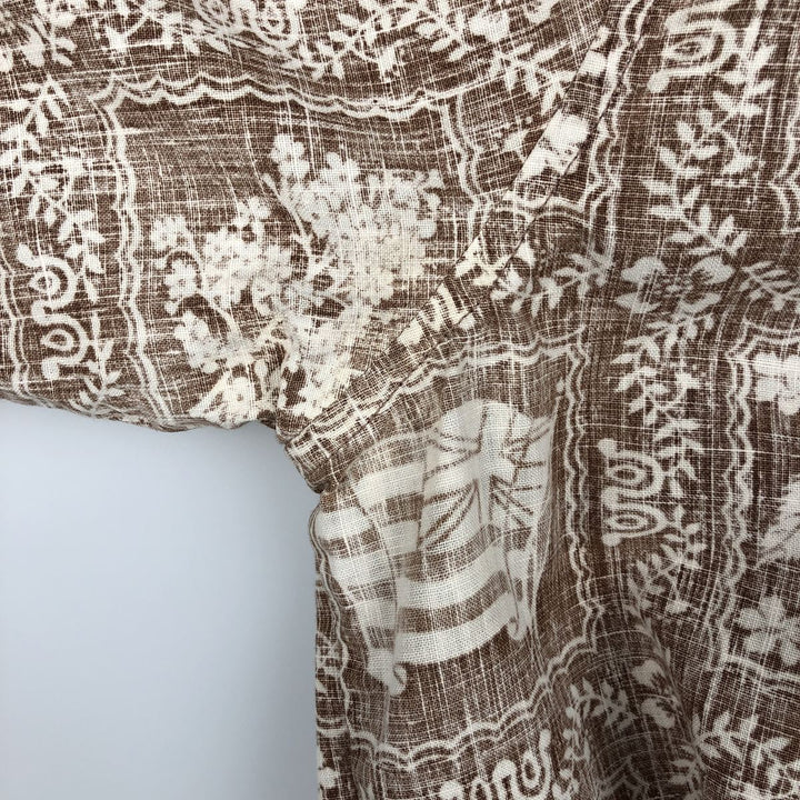 70s-80'S Reyn Spooner nipple tag all-over print Lahaina sailor pullover button-down Aloha shirt boxy shirt unclear brown type Vintage Second Hand