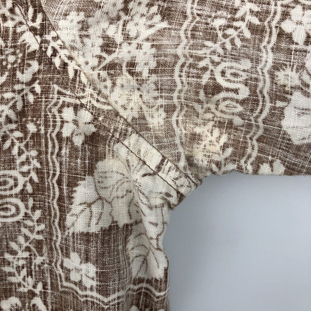 70s-80'S Reyn Spooner nipple tag all-over print Lahaina sailor pullover button-down Aloha shirt boxy shirt unclear brown type Vintage Second Hand