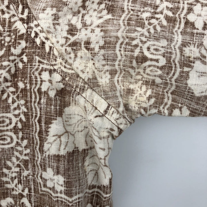 70s-80'S Reyn Spooner nipple tag all-over print Lahaina sailor pullover button-down Aloha shirt boxy shirt unclear brown type Vintage Second Hand