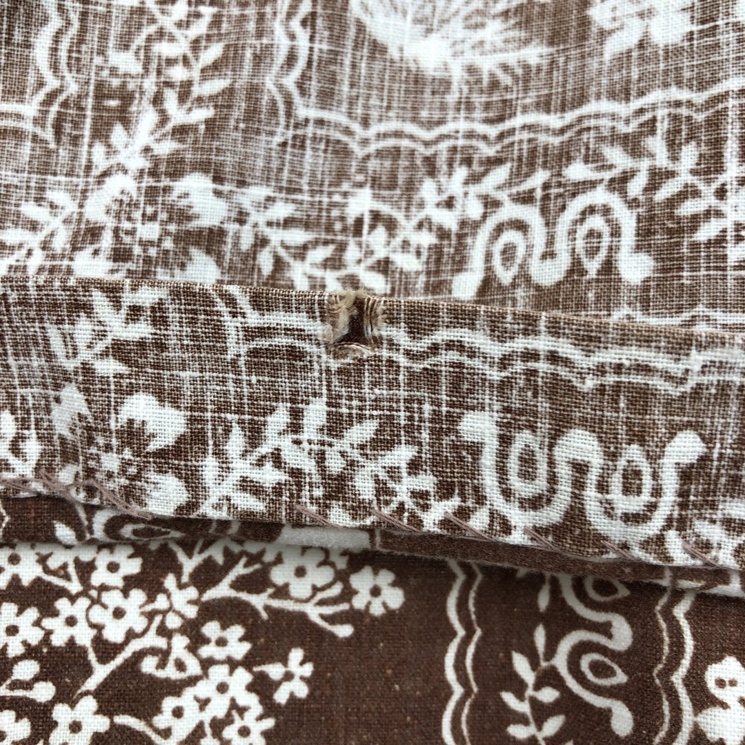 70s-80'S Reyn Spooner nipple tag all-over print Lahaina sailor pullover button-down Aloha shirt boxy shirt unclear brown type Vintage Second Hand