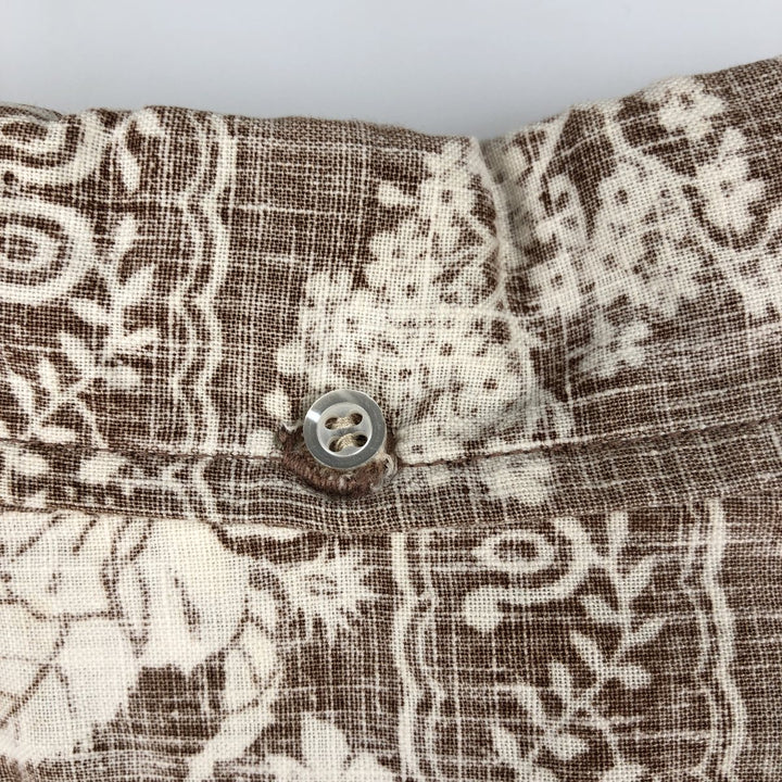 70s-80'S Reyn Spooner nipple tag all-over print Lahaina sailor pullover button-down Aloha shirt boxy shirt unclear brown type Vintage Second Hand