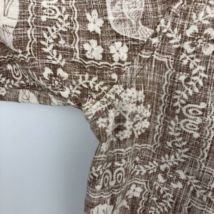 70s-80'S Reyn Spooner nipple tag all-over print Lahaina sailor pullover button-down Aloha shirt boxy shirt unclear brown type Vintage Second Hand