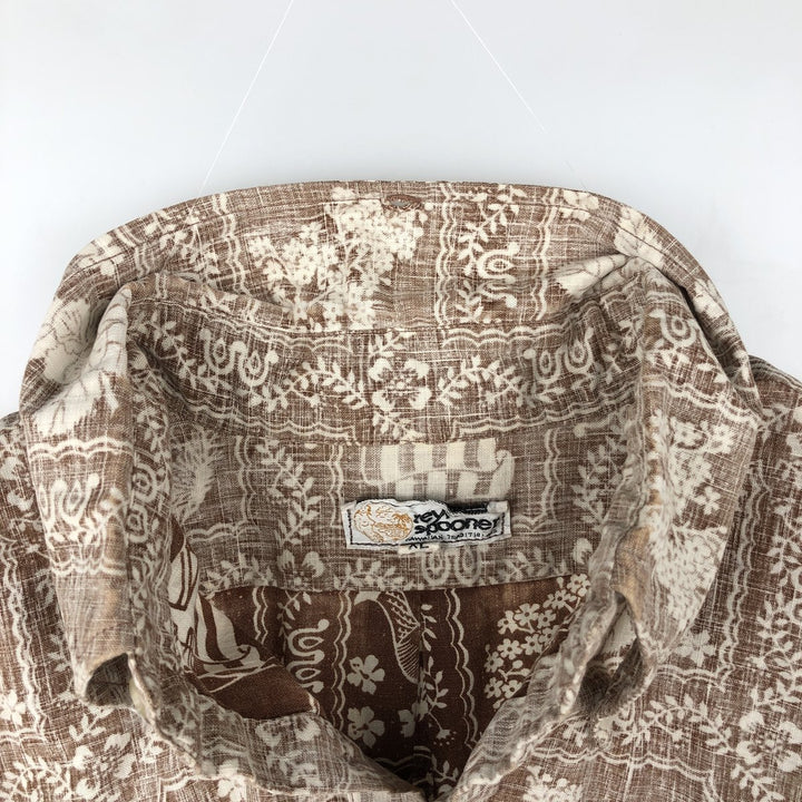 70s-80'S Reyn Spooner nipple tag all-over print Lahaina sailor pullover button-down Aloha shirt boxy shirt unclear brown type Vintage Second Hand