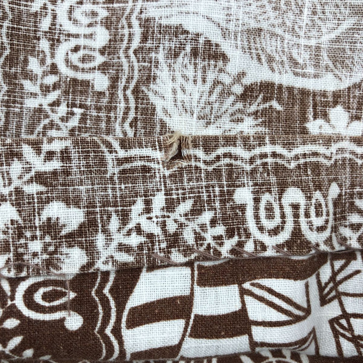 70s-80'S Reyn Spooner nipple tag all-over print Lahaina sailor pullover button-down Aloha shirt boxy shirt unclear brown type Vintage Second Hand
