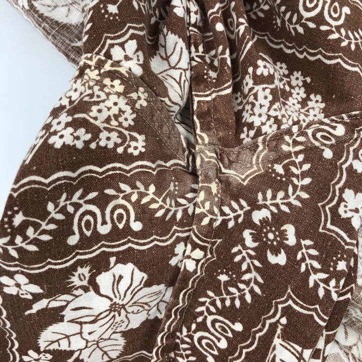 70s-80'S Reyn Spooner nipple tag all-over print Lahaina sailor pullover button-down Aloha shirt boxy shirt unclear brown type Vintage Second Hand