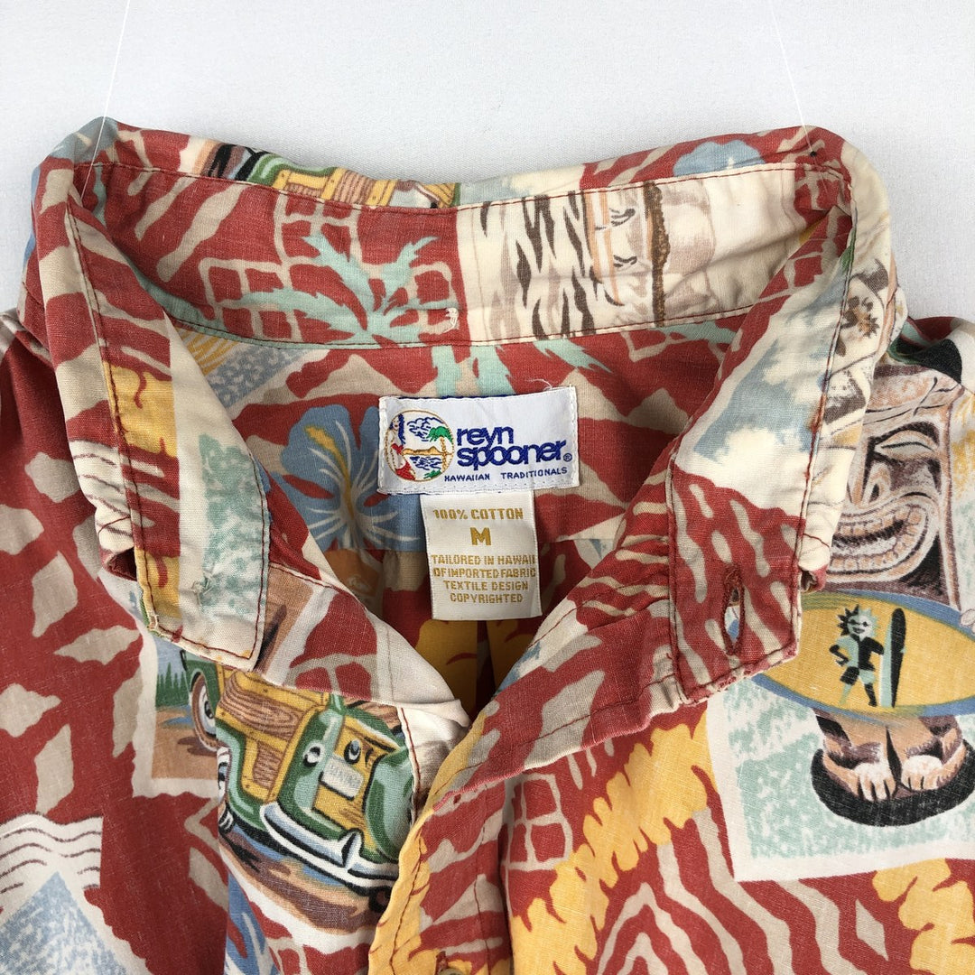 90'S Reyn Spooner Swimsuit Tag All-Over Print Pullover Button-Down Hawaiian Aloha Shirt Box Shirt Men's Medium cotton red type Vintage Second Hand