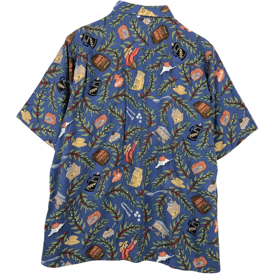 90'S Reyn Spooner DIETRICH VAREZ COLLECTION all-over print rayon Hawaiian Aloha shirt, boxy fit, men's size M. Rayon blue type Vintage Second Hand