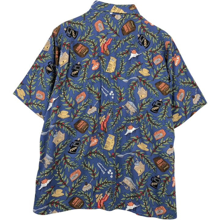 90'S Reyn Spooner DIETRICH VAREZ COLLECTION all-over print rayon Hawaiian Aloha shirt, boxy fit, men's size M. Rayon blue type Vintage Second Hand