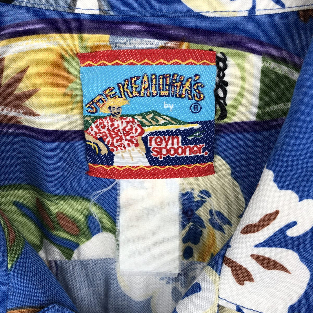 80s-90'S Reyn Spooner Joe Kealohas all-over print open collar Ford Aloha shirt, men's size XL equivalent, vintage. unclear blue type Vintage Second Hand