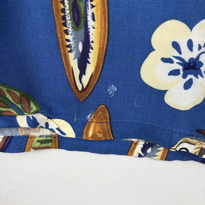 80s-90'S Reyn Spooner Joe Kealohas all-over print open collar Ford Aloha shirt, men's size XL equivalent, vintage. unclear blue type Vintage Second Hand