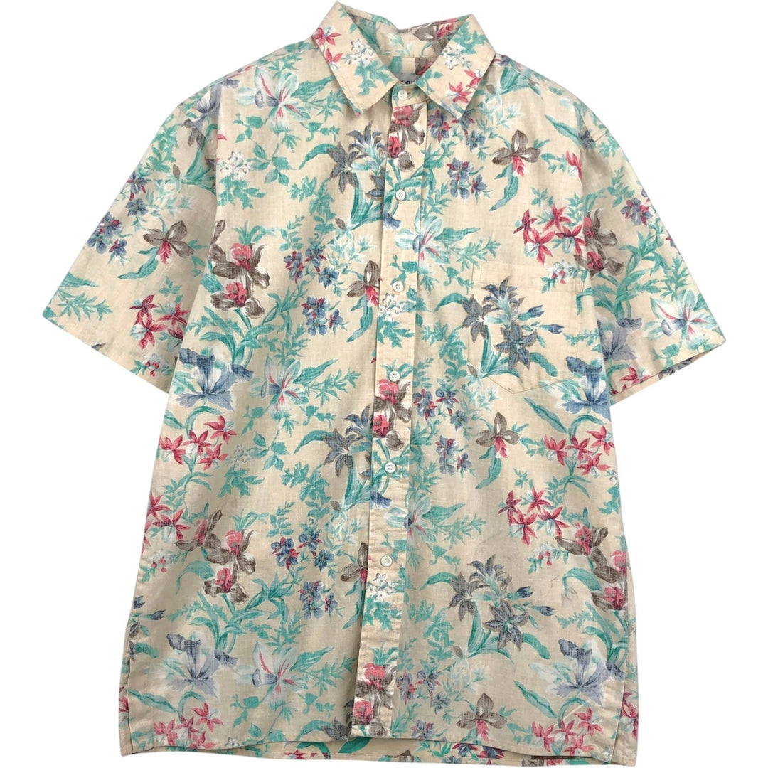 1980'S Reyn Spooner Gold Tag Nude Tag All-over Floral Hawaiian Aloha Shirt Box Shirt Men's Size M (approx.) Vintage unclear Beige type Vintage Second Hand