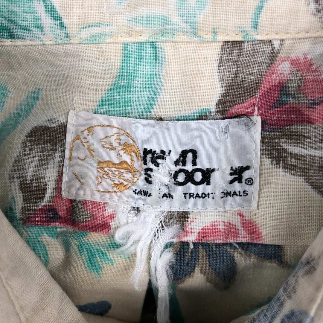 1980'S Reyn Spooner Gold Tag Nude Tag All-over Floral Hawaiian Aloha Shirt Box Shirt Men's Size M (approx.) Vintage unclear Beige type Vintage Second Hand
