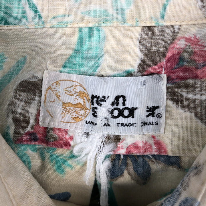 1980'S Reyn Spooner Gold Tag Nude Tag All-over Floral Hawaiian Aloha Shirt Box Shirt Men's Size M (approx.) Vintage unclear Beige type Vintage Second Hand