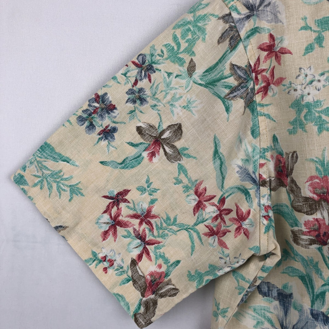 1980'S Reyn Spooner Gold Tag Nude Tag All-over Floral Hawaiian Aloha Shirt Box Shirt Men's Size M (approx.) Vintage unclear Beige type Vintage Second Hand