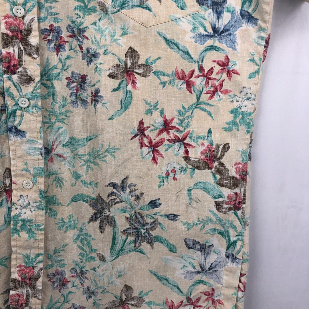 1980'S Reyn Spooner Gold Tag Nude Tag All-over Floral Hawaiian Aloha Shirt Box Shirt Men's Size M (approx.) Vintage unclear Beige type Vintage Second Hand