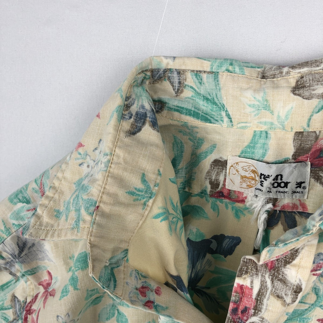 1980'S Reyn Spooner Gold Tag Nude Tag All-over Floral Hawaiian Aloha Shirt Box Shirt Men's Size M (approx.) Vintage unclear Beige type Vintage Second Hand