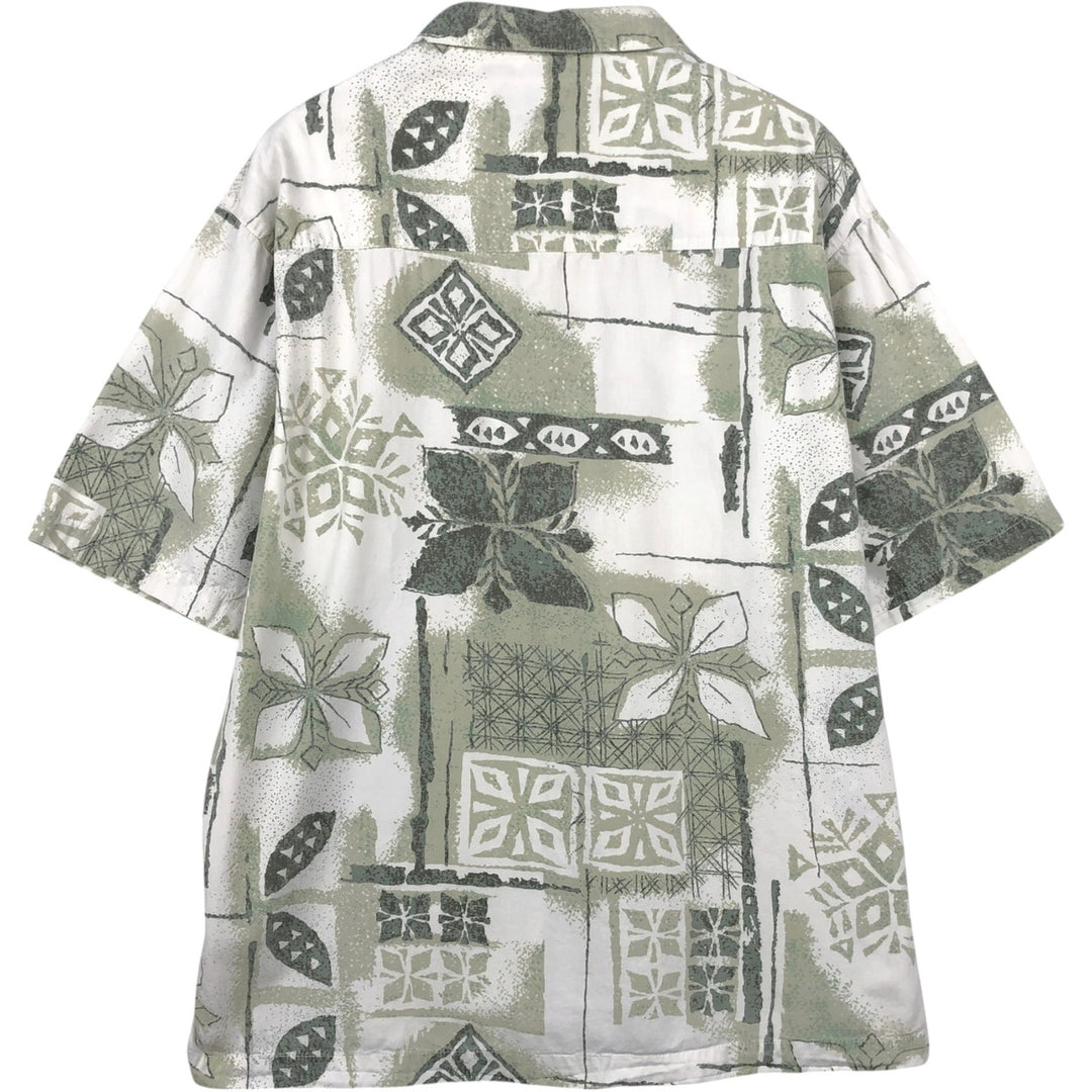 O'Neill all-over print Hawaiian Aloha shirt, boxy style, made in USA, men's size L equivalent. cotton white type Vintage Second Hand