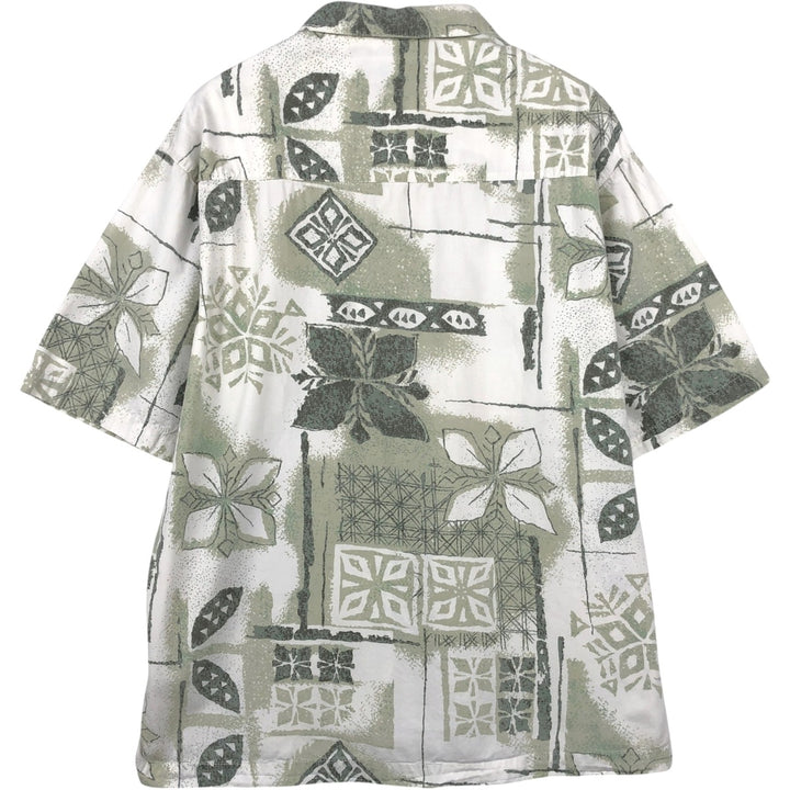 O'Neill all-over print Hawaiian Aloha shirt, boxy style, made in USA, men's size L equivalent. cotton white type Vintage Second Hand