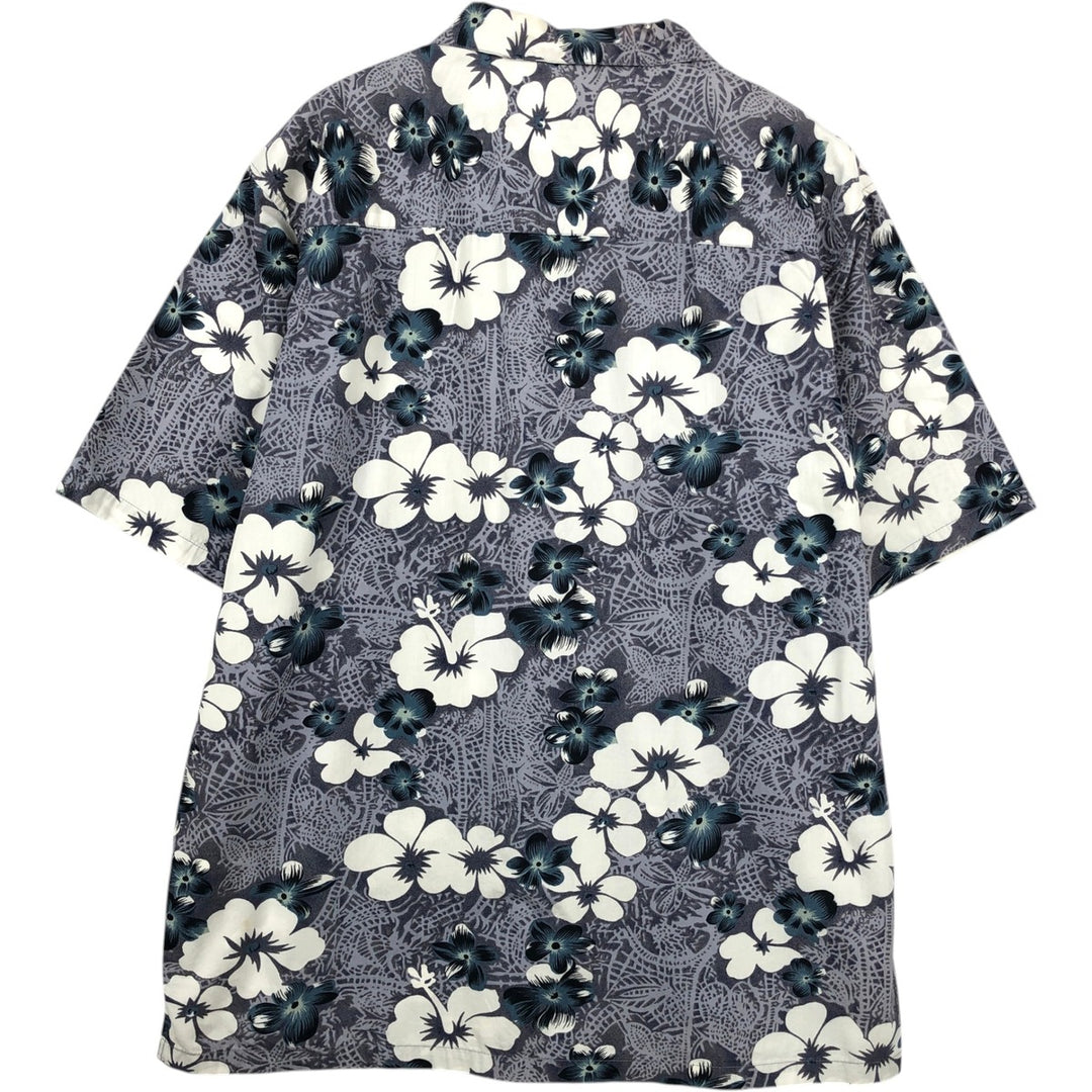 Ocean Pacific all-over floral print open-collar Hawaiian Aloha shirt, boxy style, men's size XL equivalent. cotton gray type Vintage Second Hand