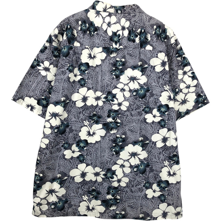 Ocean Pacific all-over floral print open-collar Hawaiian Aloha shirt, boxy style, men's size XL equivalent. cotton gray type Vintage Second Hand