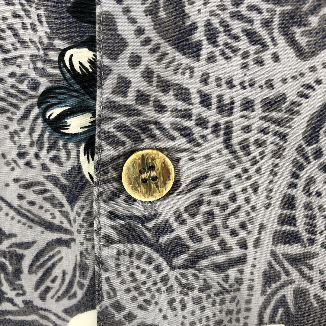 Ocean Pacific all-over floral print open-collar Hawaiian Aloha shirt, boxy style, men's size XL equivalent. cotton gray type Vintage Second Hand