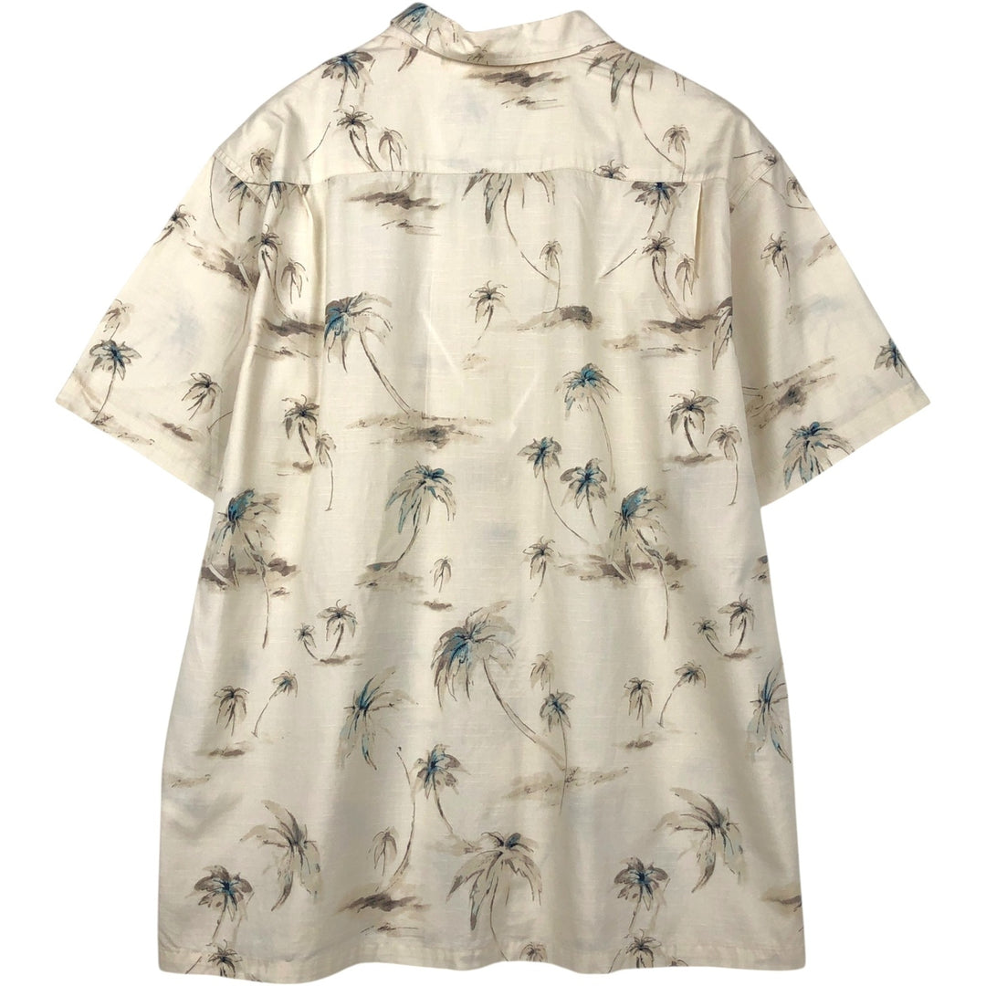 2000'S Columbia Hawaiian Aloha Shirt with All-Over Palm Tree Print, Boxy Fit, Men's Size L (approx.) cotton ivory Vintage Second Hand
