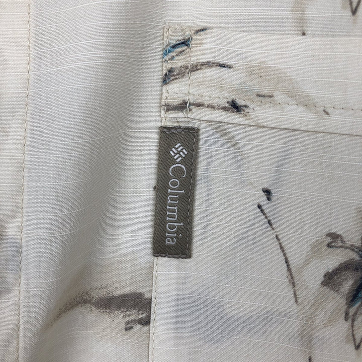 2000'S Columbia Hawaiian Aloha Shirt with All-Over Palm Tree Print, Boxy Fit, Men's Size L (approx.) cotton ivory Vintage Second Hand