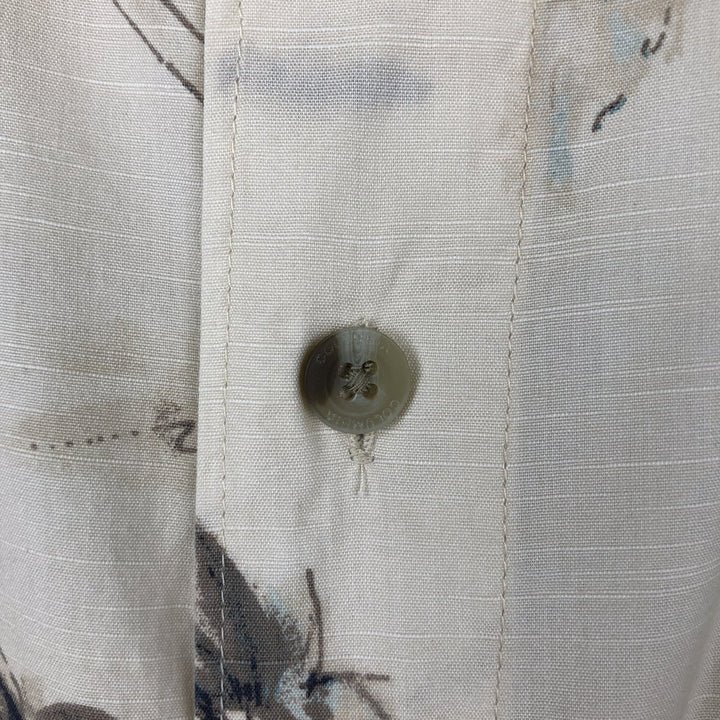 2000'S Columbia Hawaiian Aloha Shirt with All-Over Palm Tree Print, Boxy Fit, Men's Size L (approx.) cotton ivory Vintage Second Hand