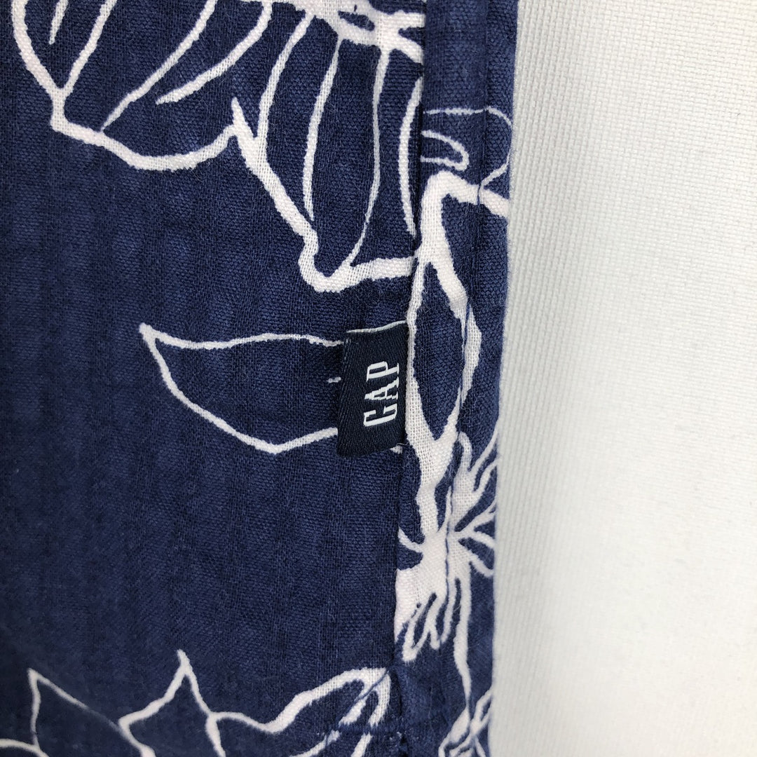 2000'S GAP all-over floral print open-collar Hawaiian Aloha shirt, boxy fit, men's size XL. cotton navy blue type Vintage Second Hand