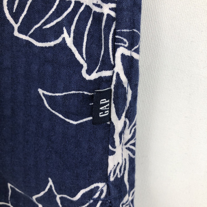 2000'S GAP all-over floral print open-collar Hawaiian Aloha shirt, boxy fit, men's size XL. cotton navy blue type Vintage Second Hand