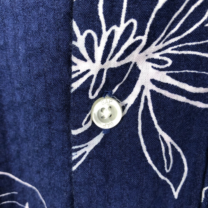 2000'S GAP all-over floral print open-collar Hawaiian Aloha shirt, boxy fit, men's size XL. cotton navy blue type Vintage Second Hand