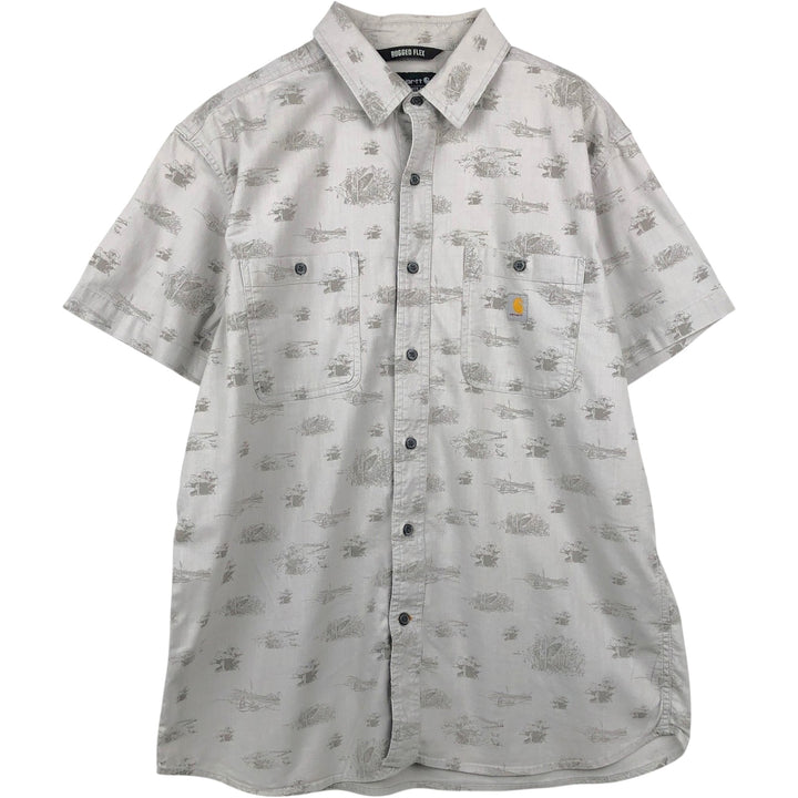 Carhartt Relaxed Fit All-Over Print Hawaiian Aloha Shirt, Men's Size L (approx.) cotton gray type Vintage Second Hand