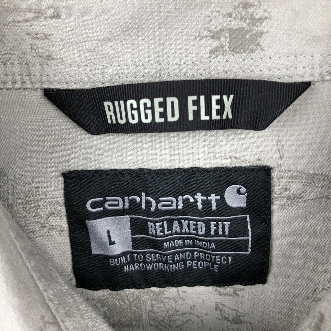 Carhartt Relaxed Fit All-Over Print Hawaiian Aloha Shirt, Men's Size L (approx.) cotton gray type Vintage Second Hand