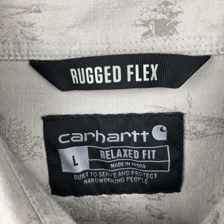 Carhartt Relaxed Fit All-Over Print Hawaiian Aloha Shirt, Men's Size L (approx.) cotton gray type Vintage Second Hand