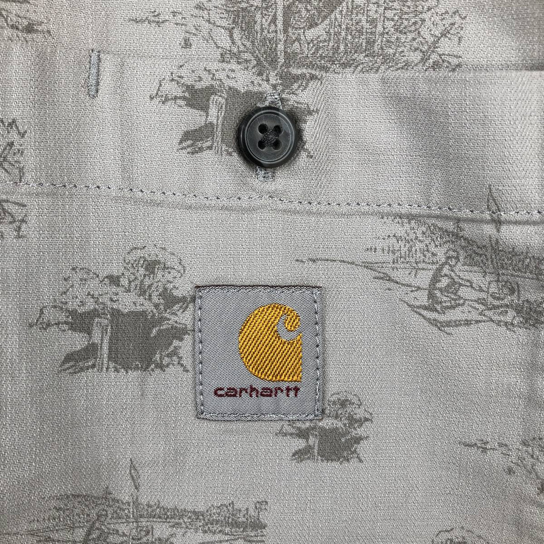 Carhartt Relaxed Fit All-Over Print Hawaiian Aloha Shirt, Men's Size L (approx.) cotton gray type Vintage Second Hand