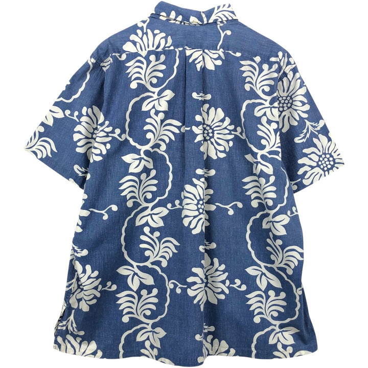 Reyn Spooner Phil Edwards all-over print pullover button-down Hawaiian Aloha shirt, men's size XXL equivalent. cotton blue type Vintage Second Hand