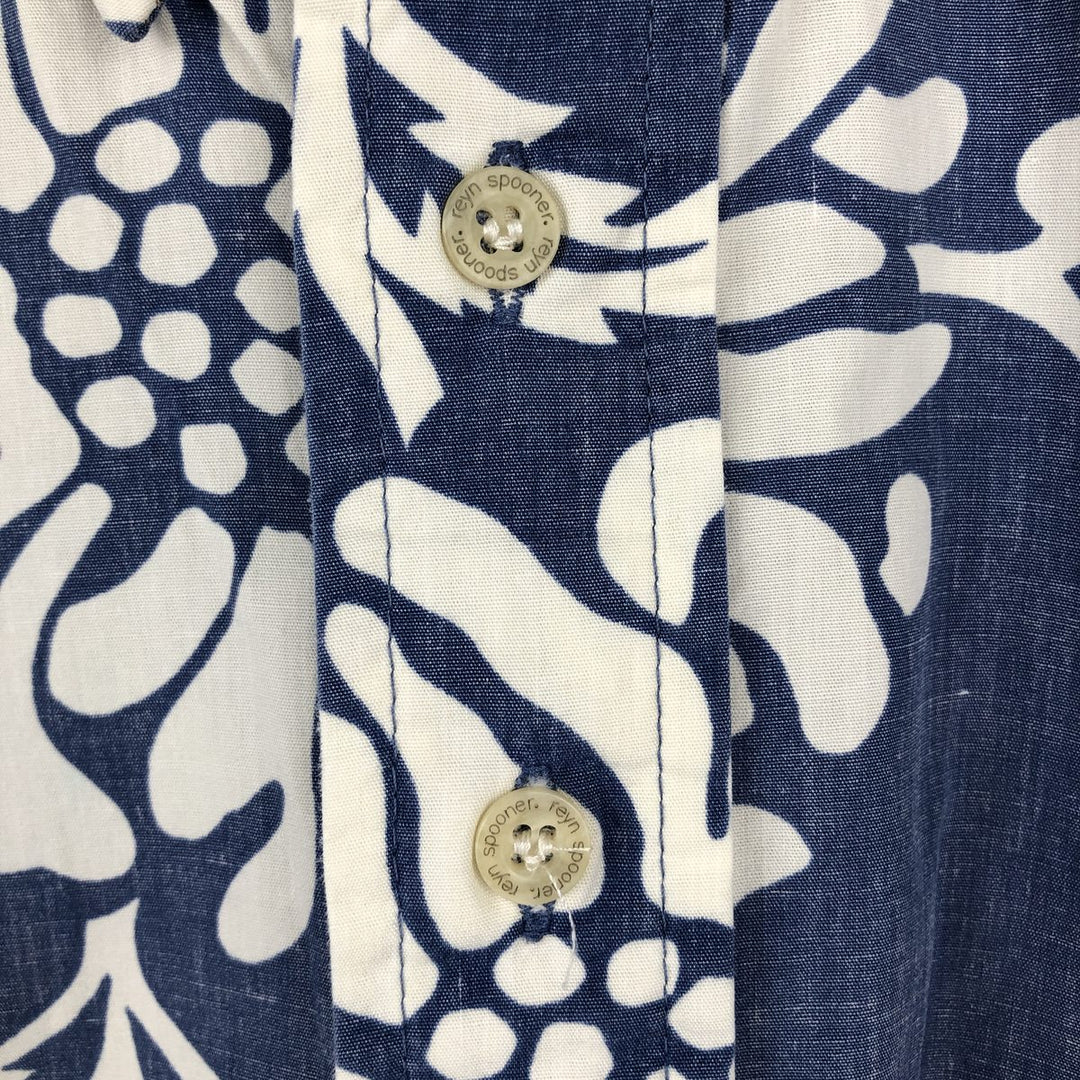 Reyn Spooner Phil Edwards all-over print pullover button-down Hawaiian Aloha shirt, men's size XXL equivalent. cotton blue type Vintage Second Hand
