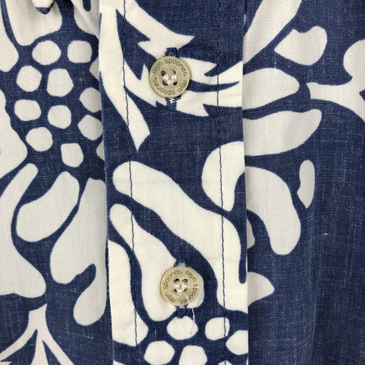 Reyn Spooner Phil Edwards all-over print pullover button-down Hawaiian Aloha shirt, men's size XXL equivalent. cotton blue type Vintage Second Hand