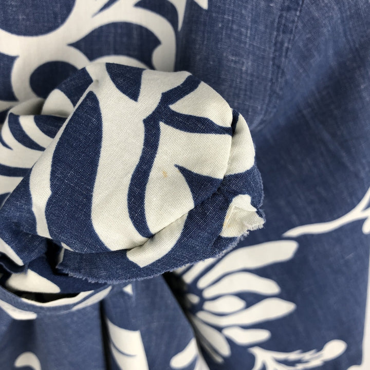 Reyn Spooner Phil Edwards all-over print pullover button-down Hawaiian Aloha shirt, men's size XXL equivalent. cotton blue type Vintage Second Hand