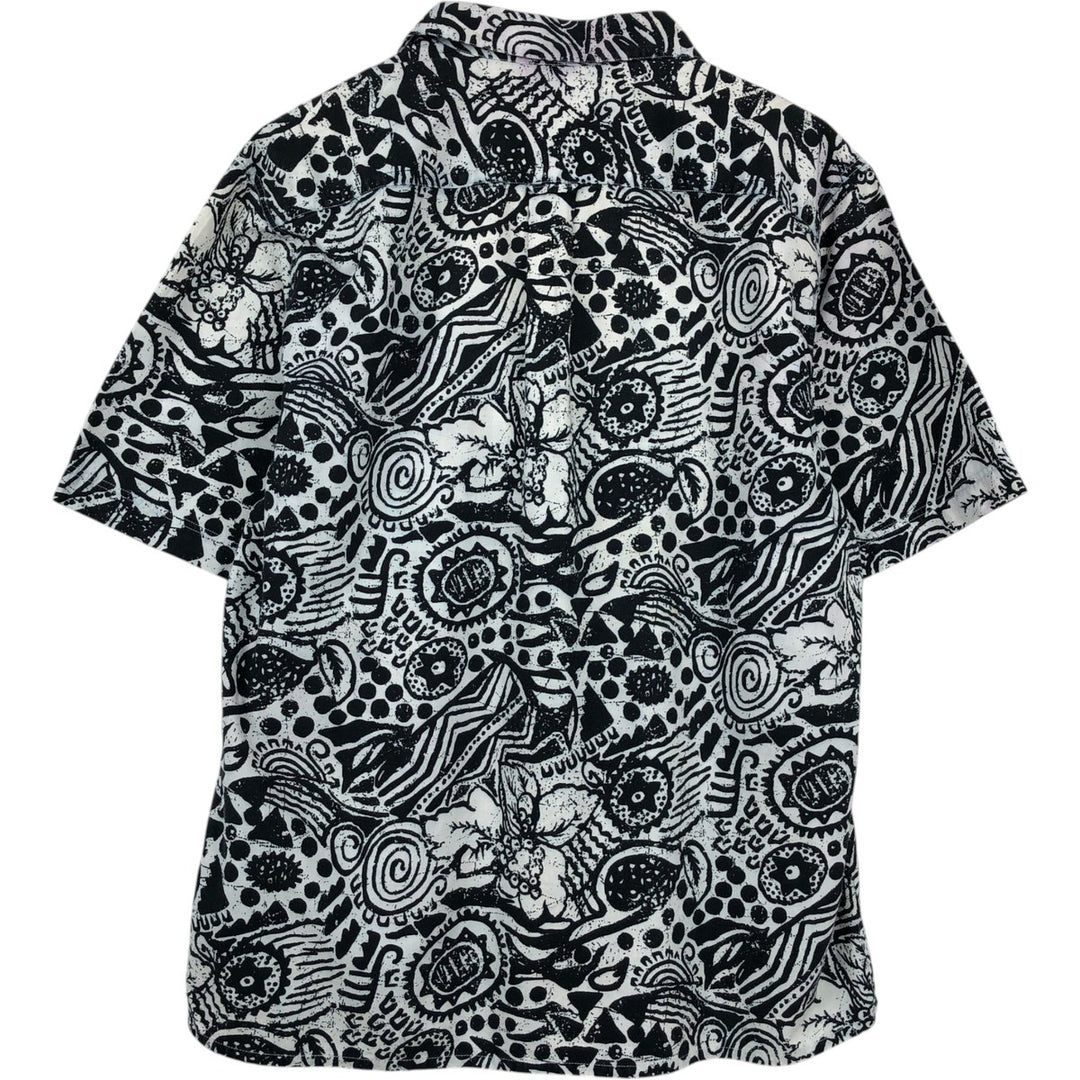 Kappa all-over print open-collar Hawaiian Aloha shirt, boxy style, made in Italy, men's size L equivalent. cotton white type Vintage Second Hand