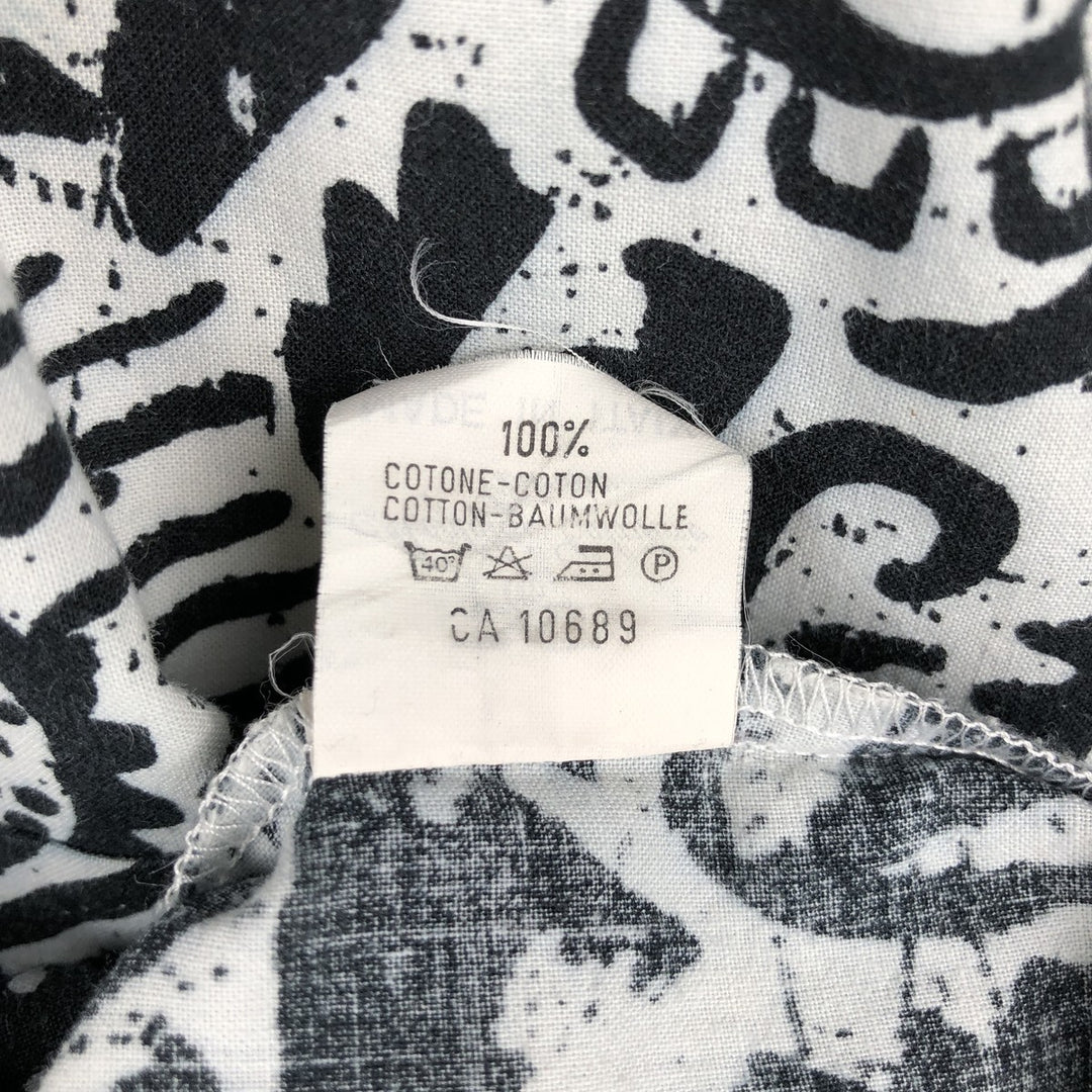 Kappa all-over print open-collar Hawaiian Aloha shirt, boxy style, made in Italy, men's size L equivalent. cotton white type Vintage Second Hand