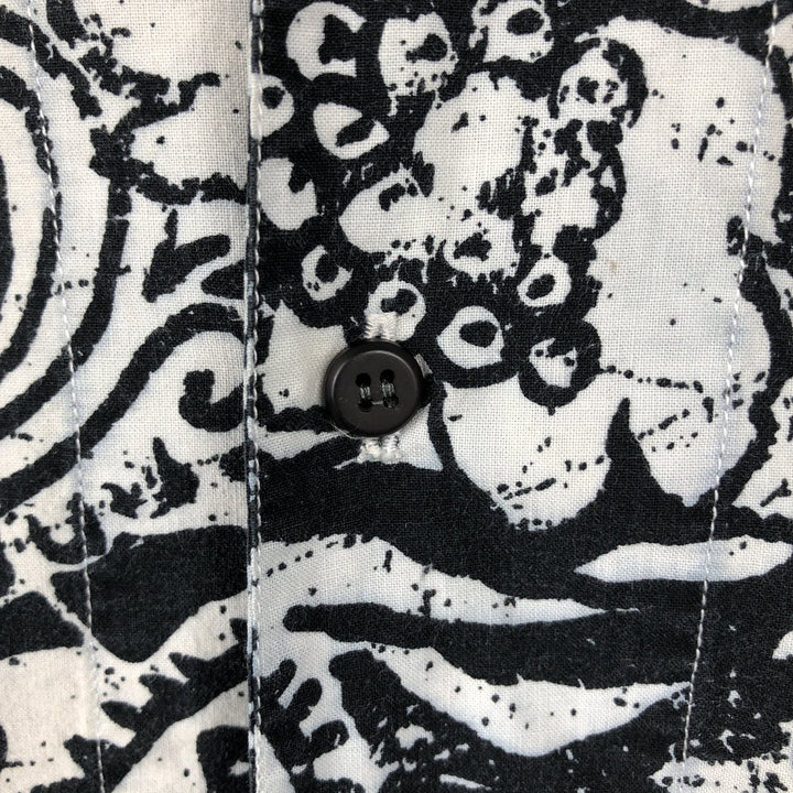 Kappa all-over print open-collar Hawaiian Aloha shirt, boxy style, made in Italy, men's size L equivalent. cotton white type Vintage Second Hand