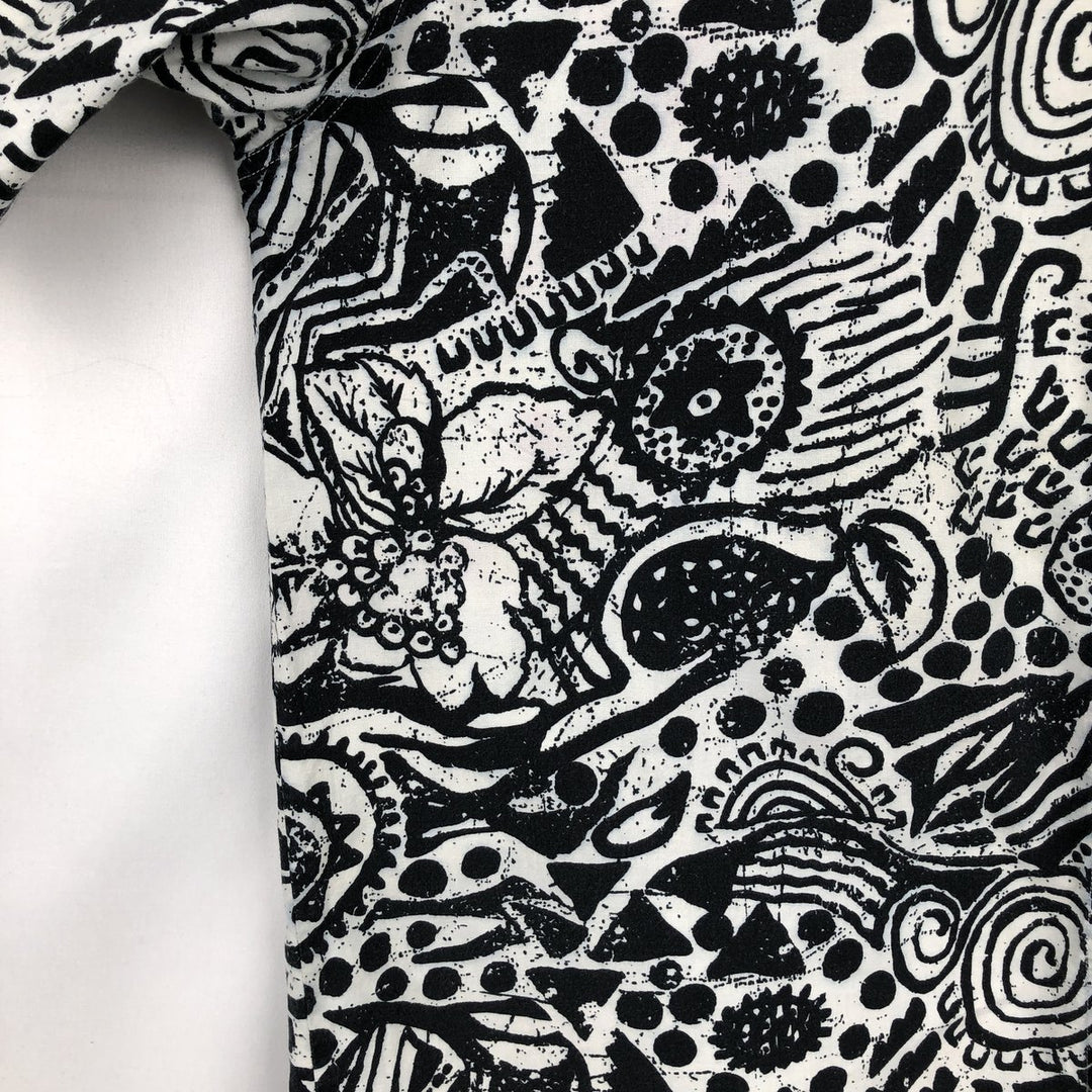 Kappa all-over print open-collar Hawaiian Aloha shirt, boxy style, made in Italy, men's size L equivalent. cotton white type Vintage Second Hand